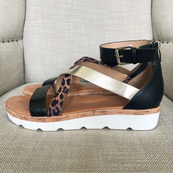 Nine West Bounce Leopard Print Ankle Wrap With Buckle Sandals Size 8.5 - Picture 8 of 11